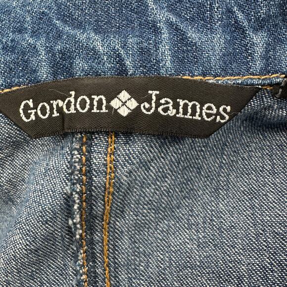 Gordon James Jean Jacket Sz XL Dark Wash Denim Floral Paisley Embroidered Blazer - Picture 10 of 12